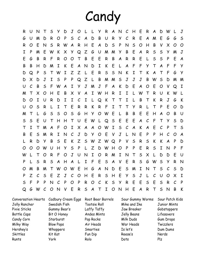 Candy Word Search WordMint