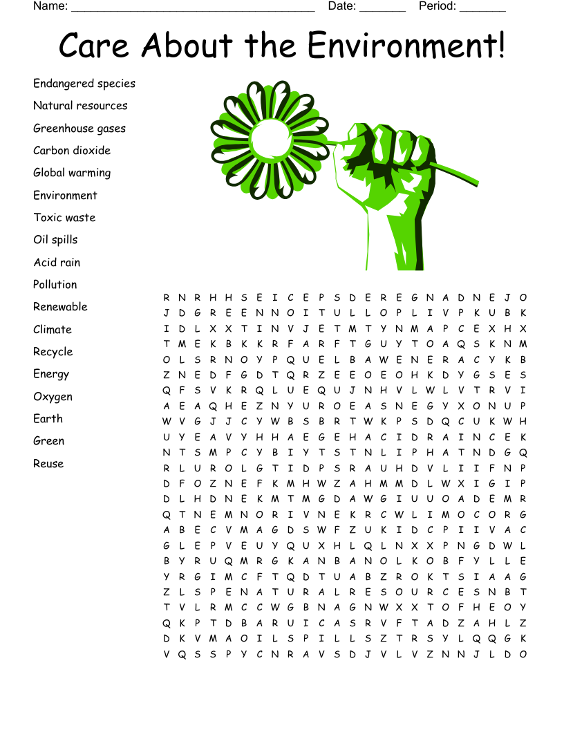 Free Printable Word Search For Kids Recycle