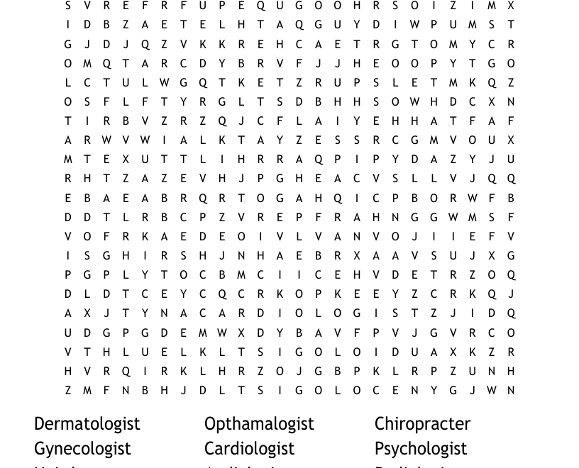 Careers Word Search WordMint