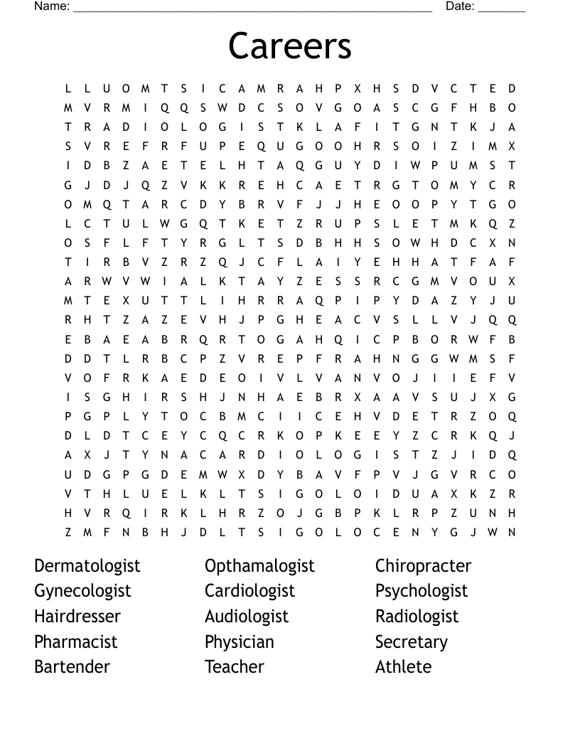 Careers Word Search WordMint