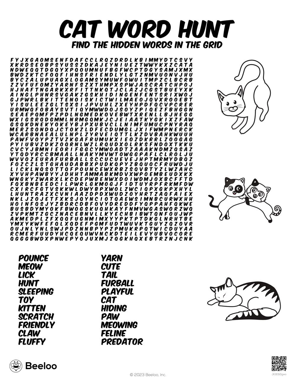 Cat Word Searches Printable