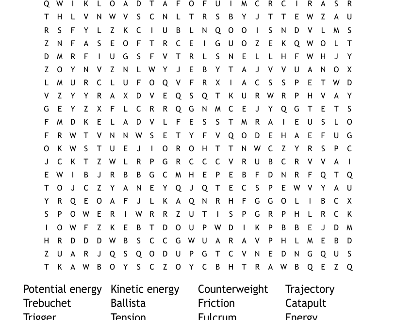Catapult Word Search WordMint