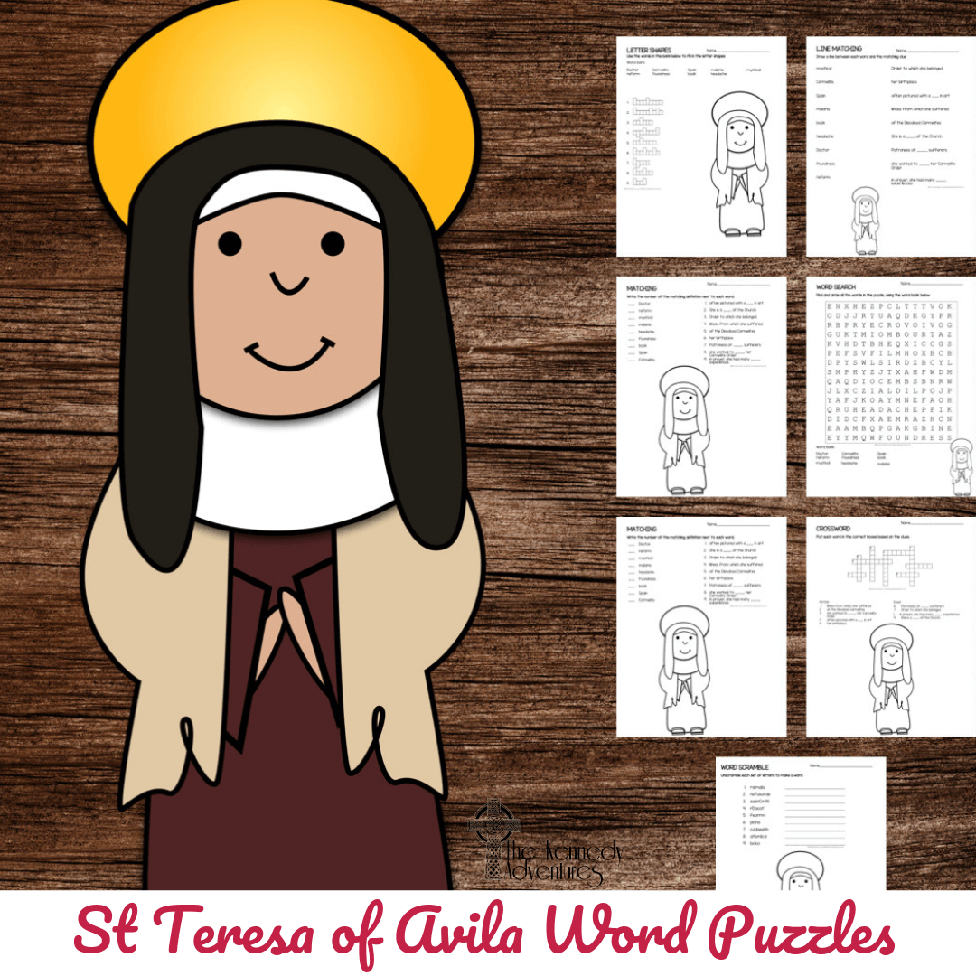 Catholic Saint Word Puzzles No Prep Activity St Teresa Of Avila The Kennedy Adventures Catholic Saint Word Puzzles No Prep Activity St Teresa Of Avila The Kennedy Adventures