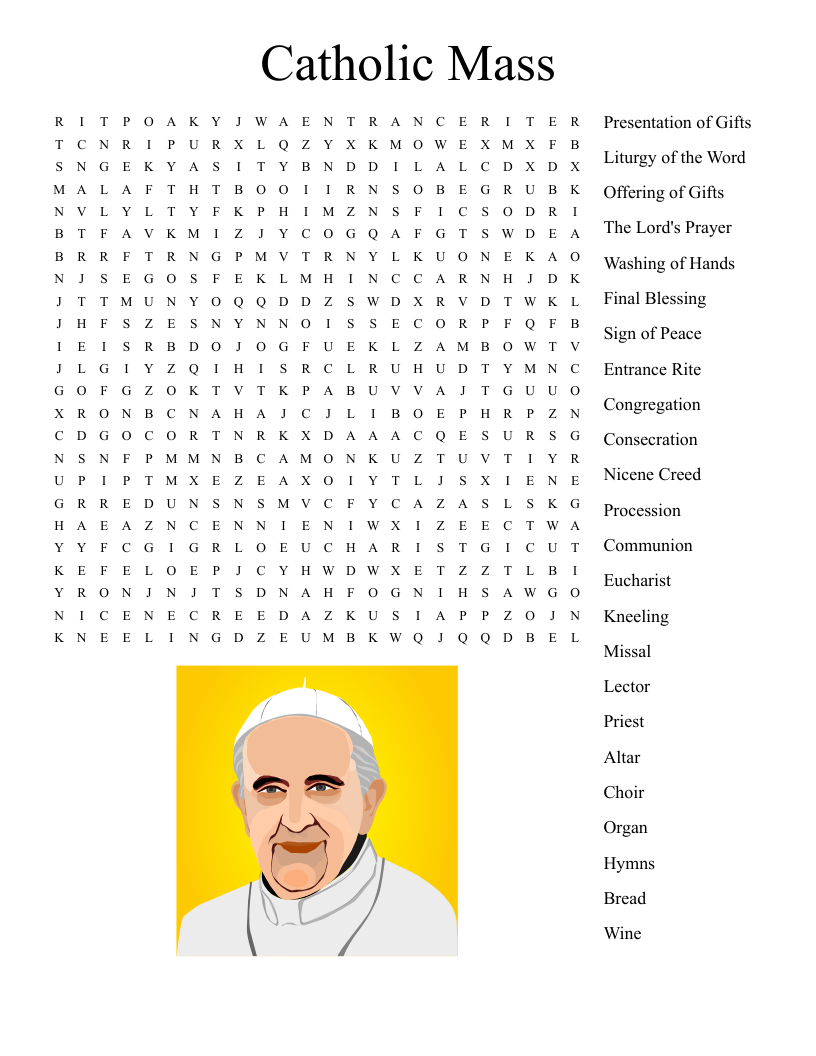 catholic word search printable