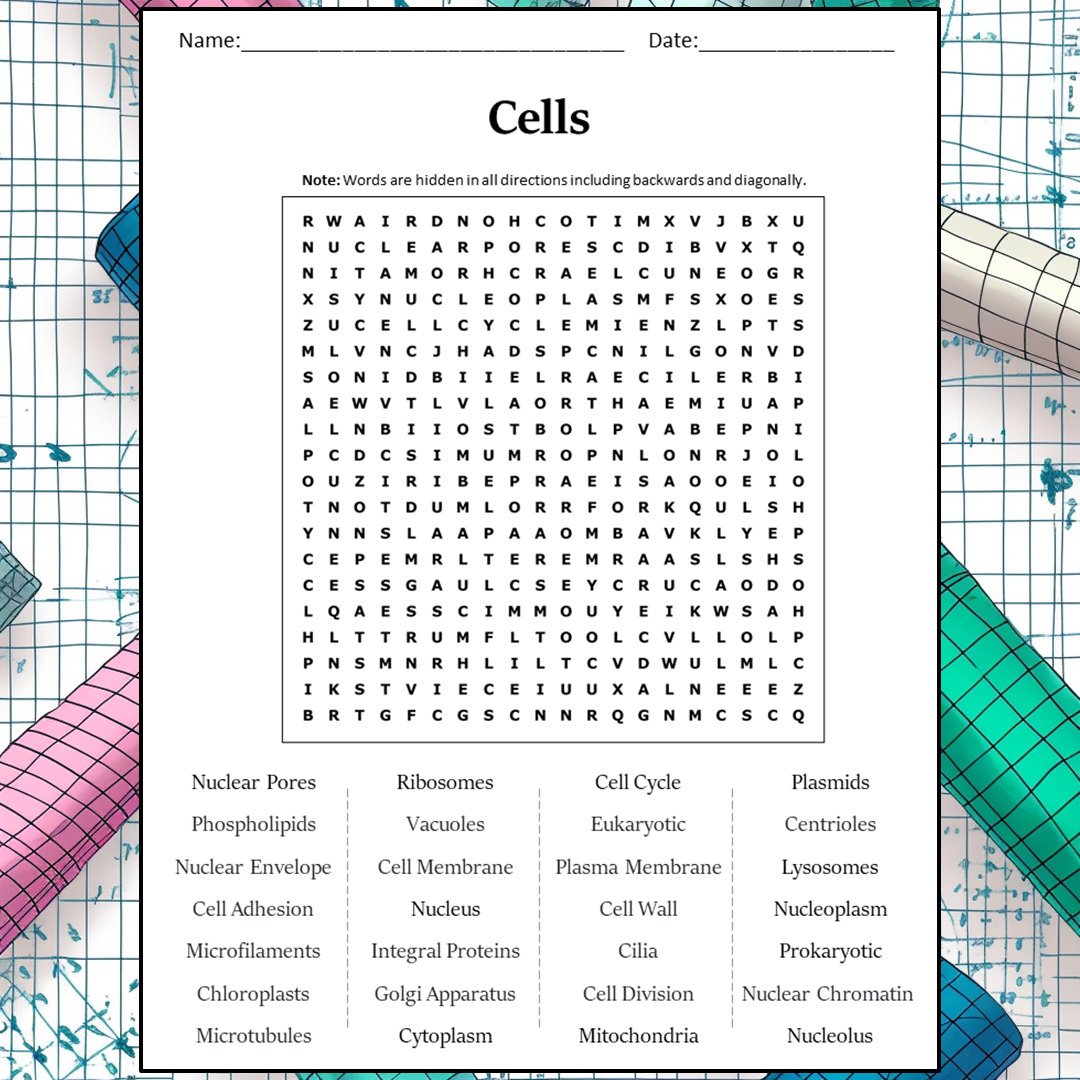 Cells Word Search WordMint Worksheets Library