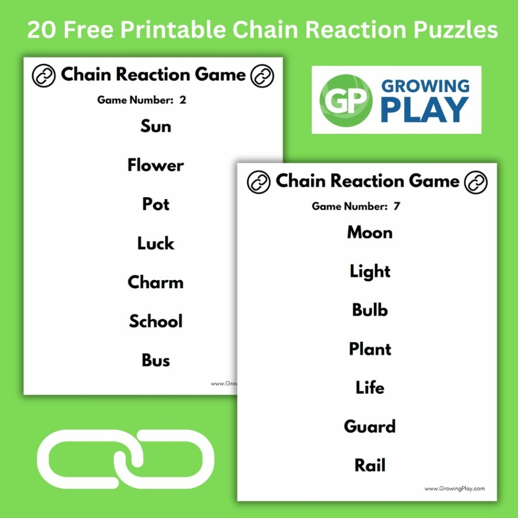 Chain Reaction Word Game Free Printable Growing Play