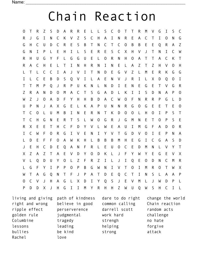 Chain Reaction Word Search WordMint