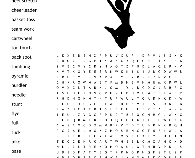 Cheerleading Word Search WordMint
