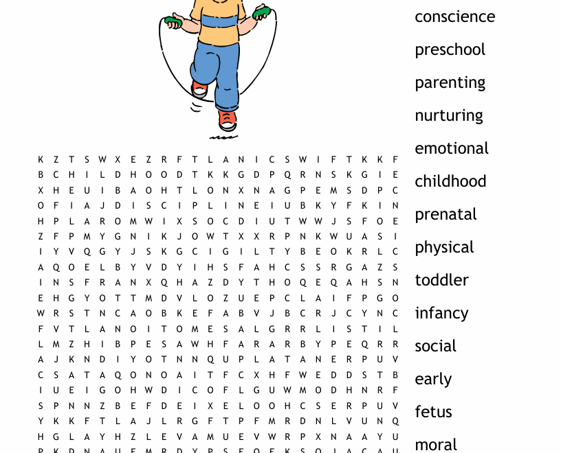 Child Development Word Search WordMint