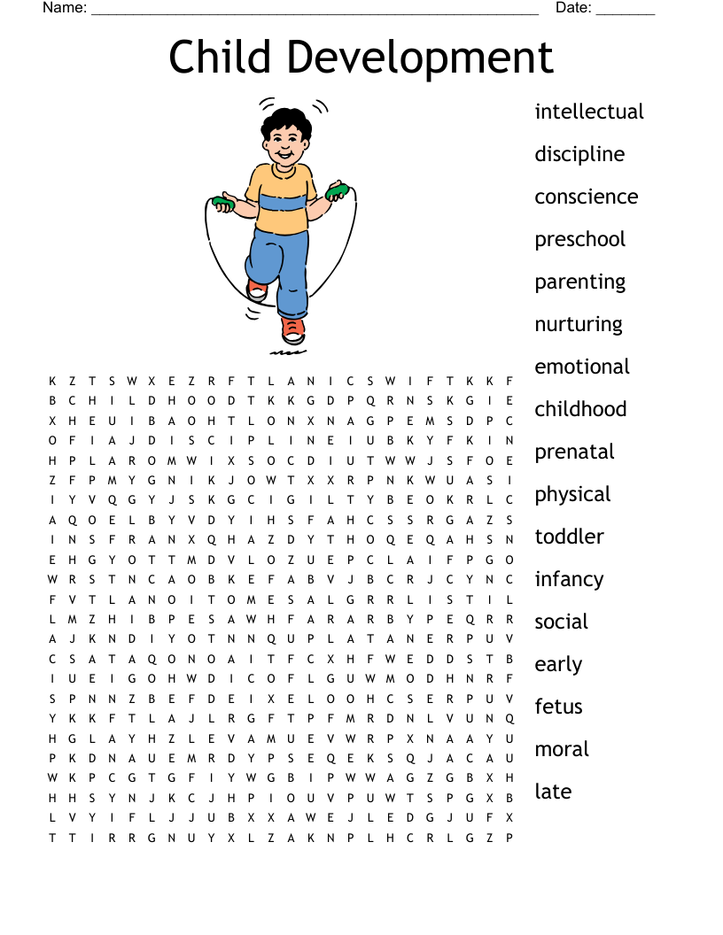 Child Development Word Search WordMint