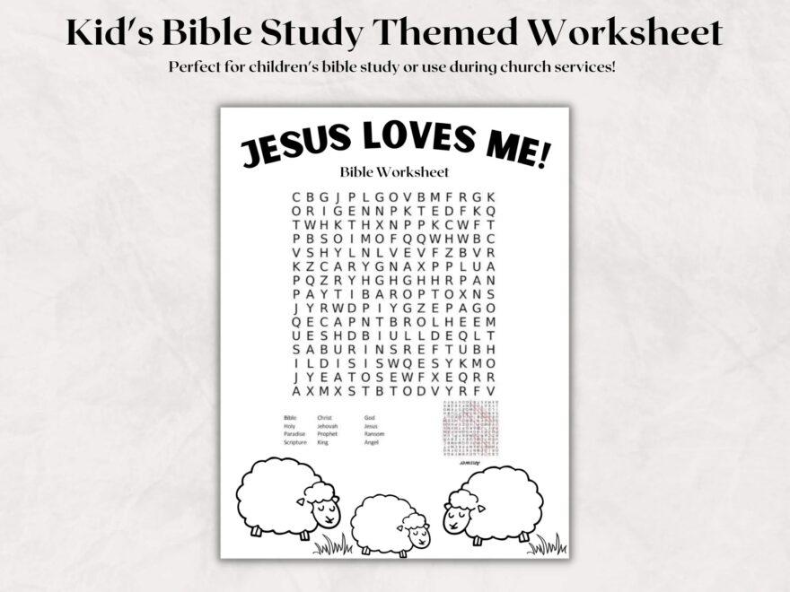 Children s Bible Word Search Worksheet Children s Bible Study Bible Worksheet For Kids Christianity Bible Color Pages Etsy