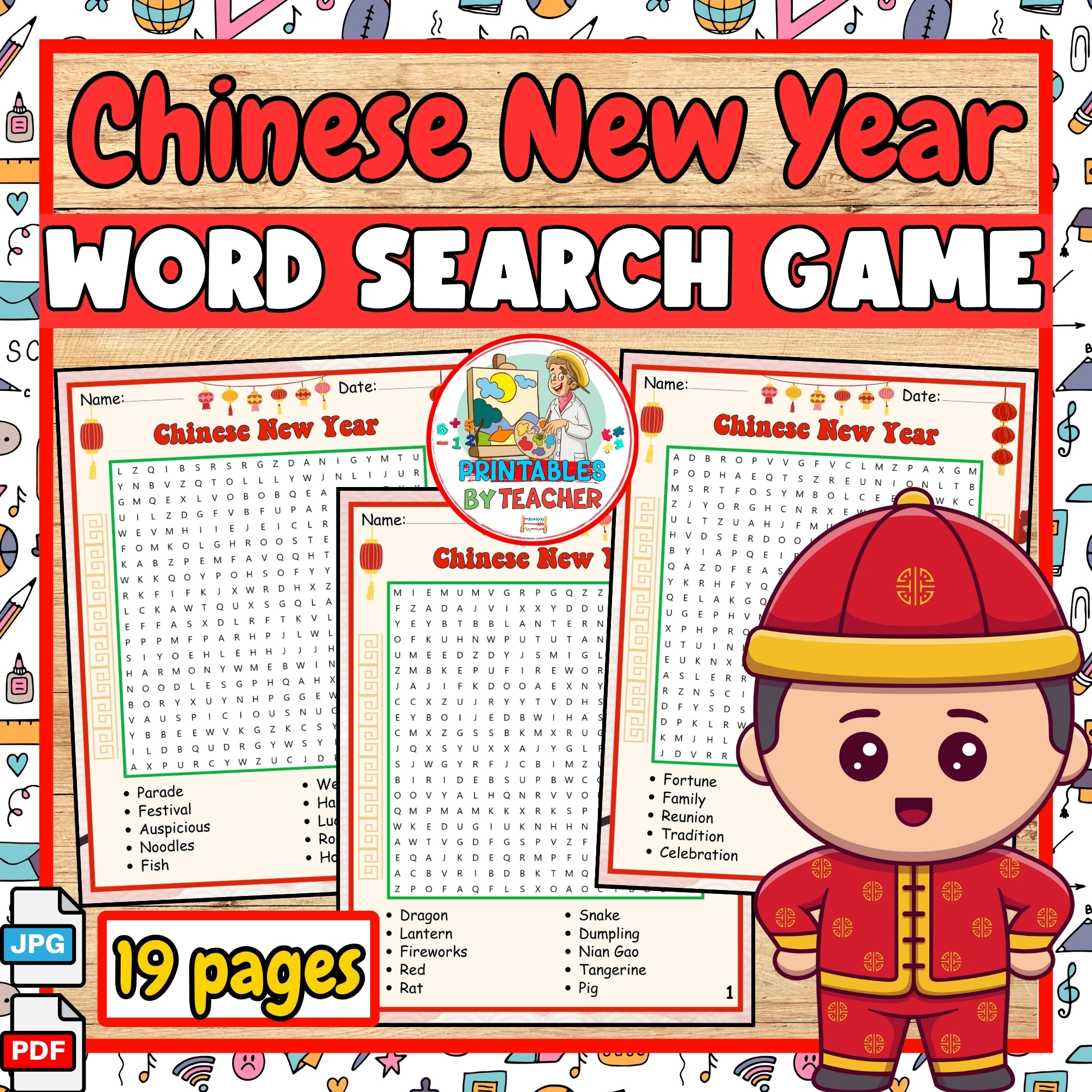 Chinese Lunar New Year Activities Word Search Puzzle Worksheet Chinese Game Classful