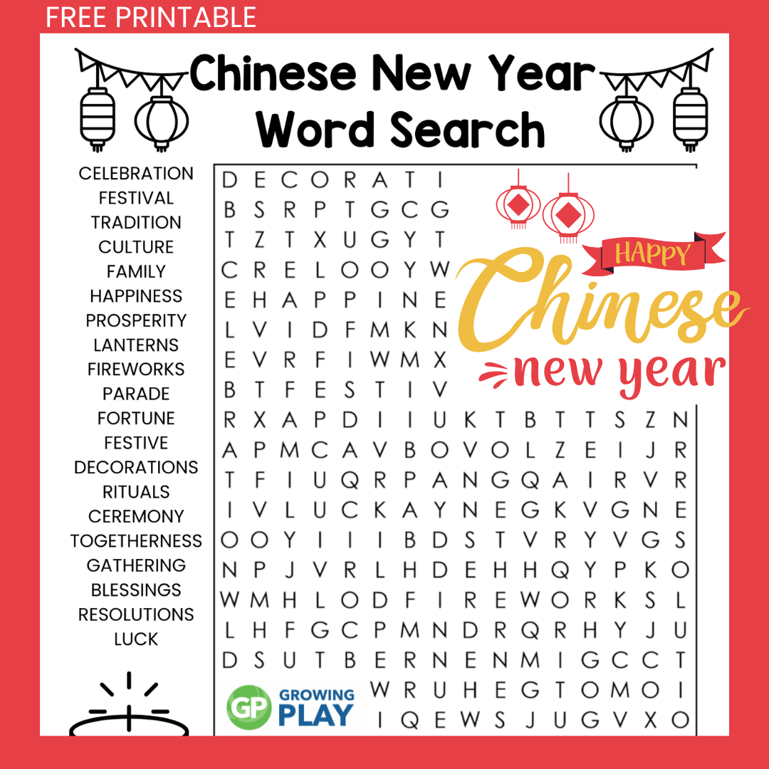 Chinese New Year Word Search Free Printable Growing Play