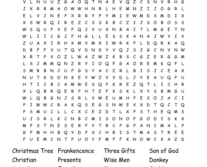 Christian Christmas Word Search WordMint