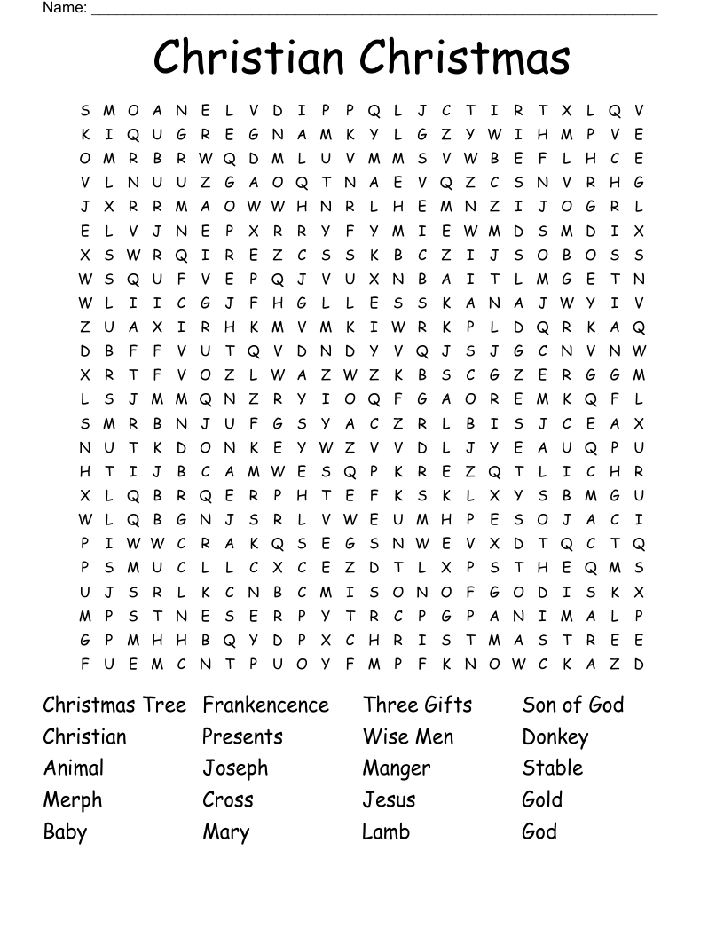 Christian Christmas Word Search WordMint