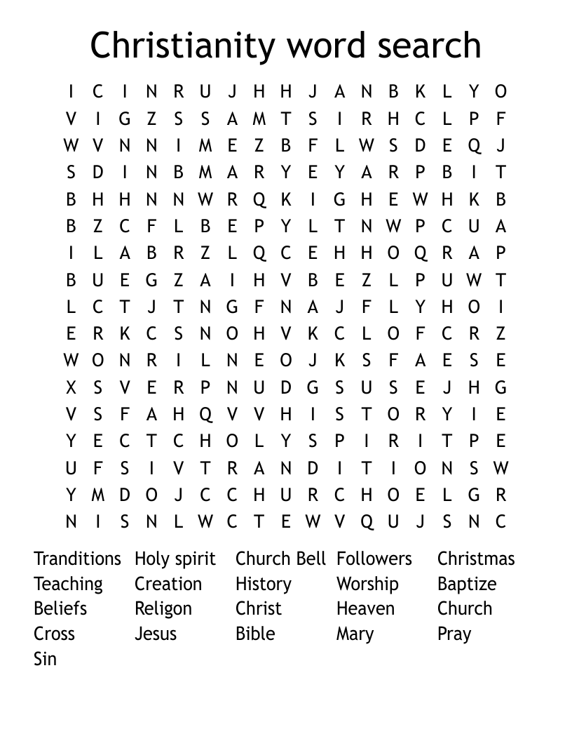 Christianity Word Search WordMint