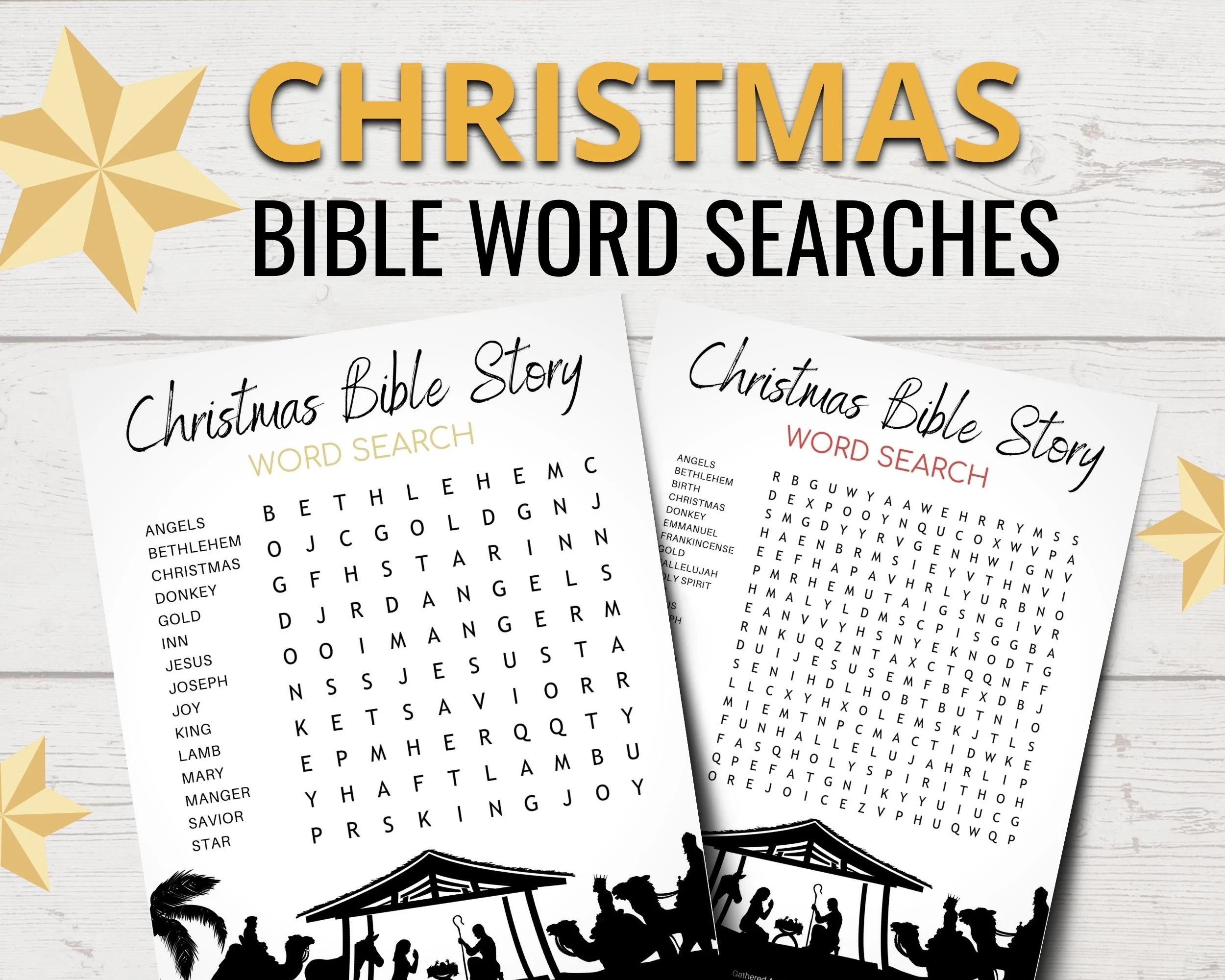 Christmas Bible Word Searches For Kids Christmas Story Lesson Printable Christmas Party Game Sunday School Youth Group Bible Study Etsy