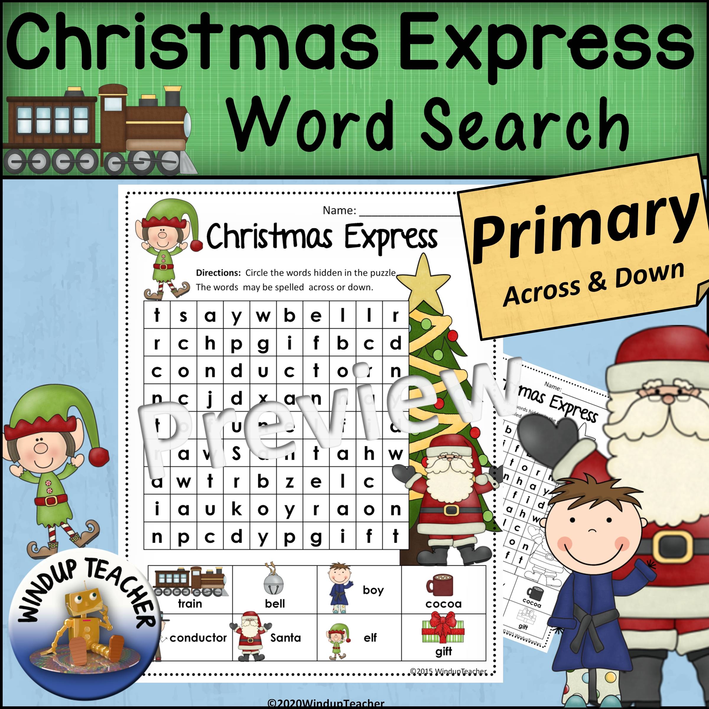 Christmas Express Word Search Rebus For PRIMARY EASY Made By Teachers