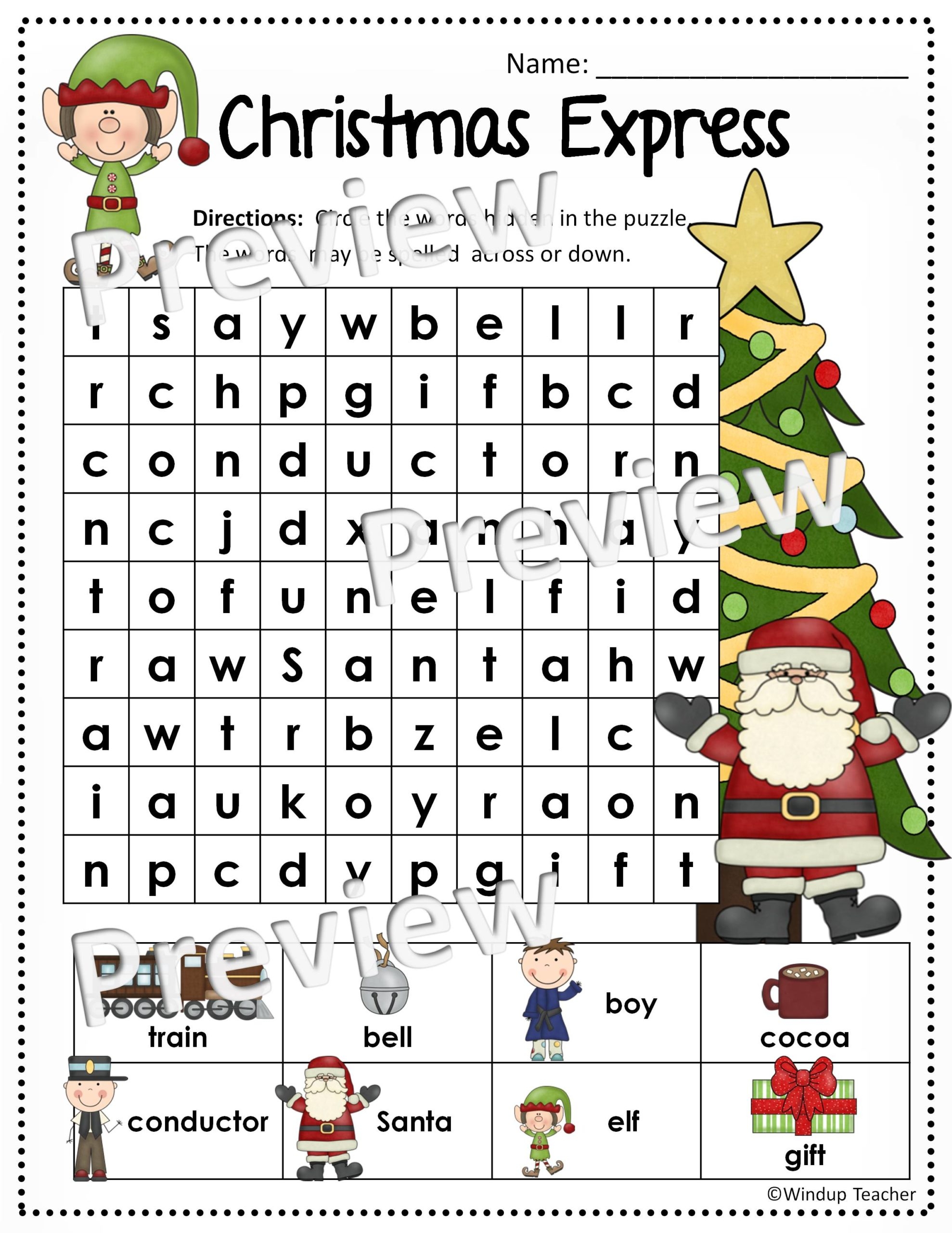 Christmas Express Word Search Rebus For PRIMARY EASY Made By Teachers