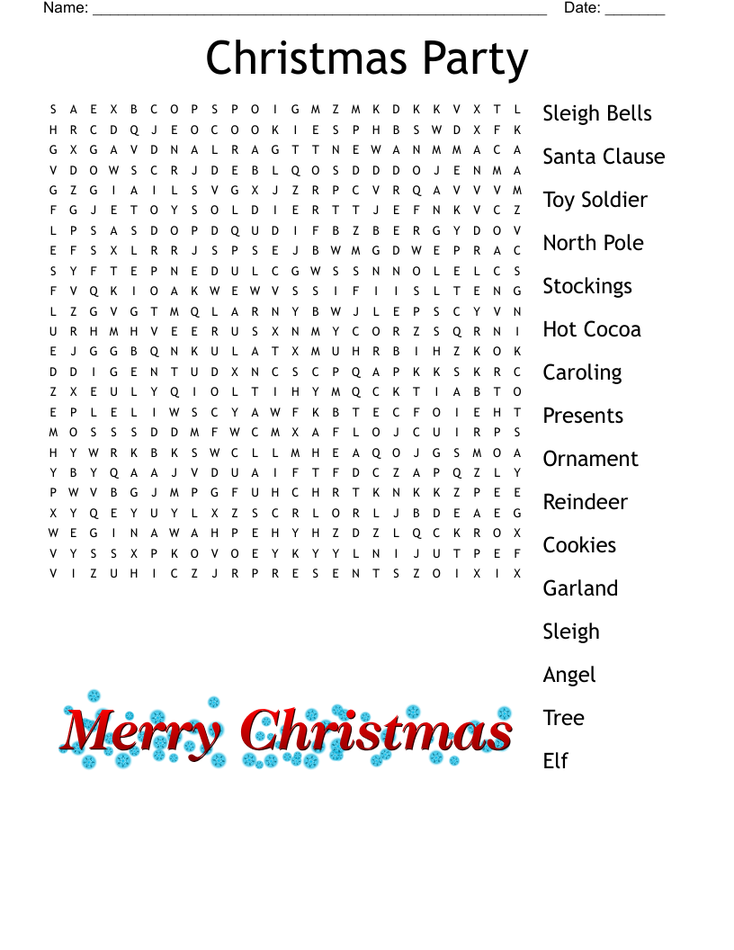 Christmas To New Years Word Search WordMint