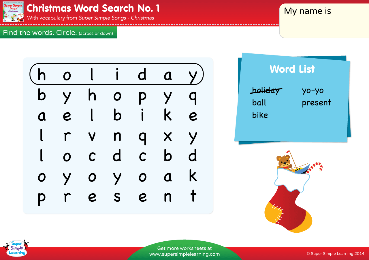 Christmas Word Search 1 Super Simple
