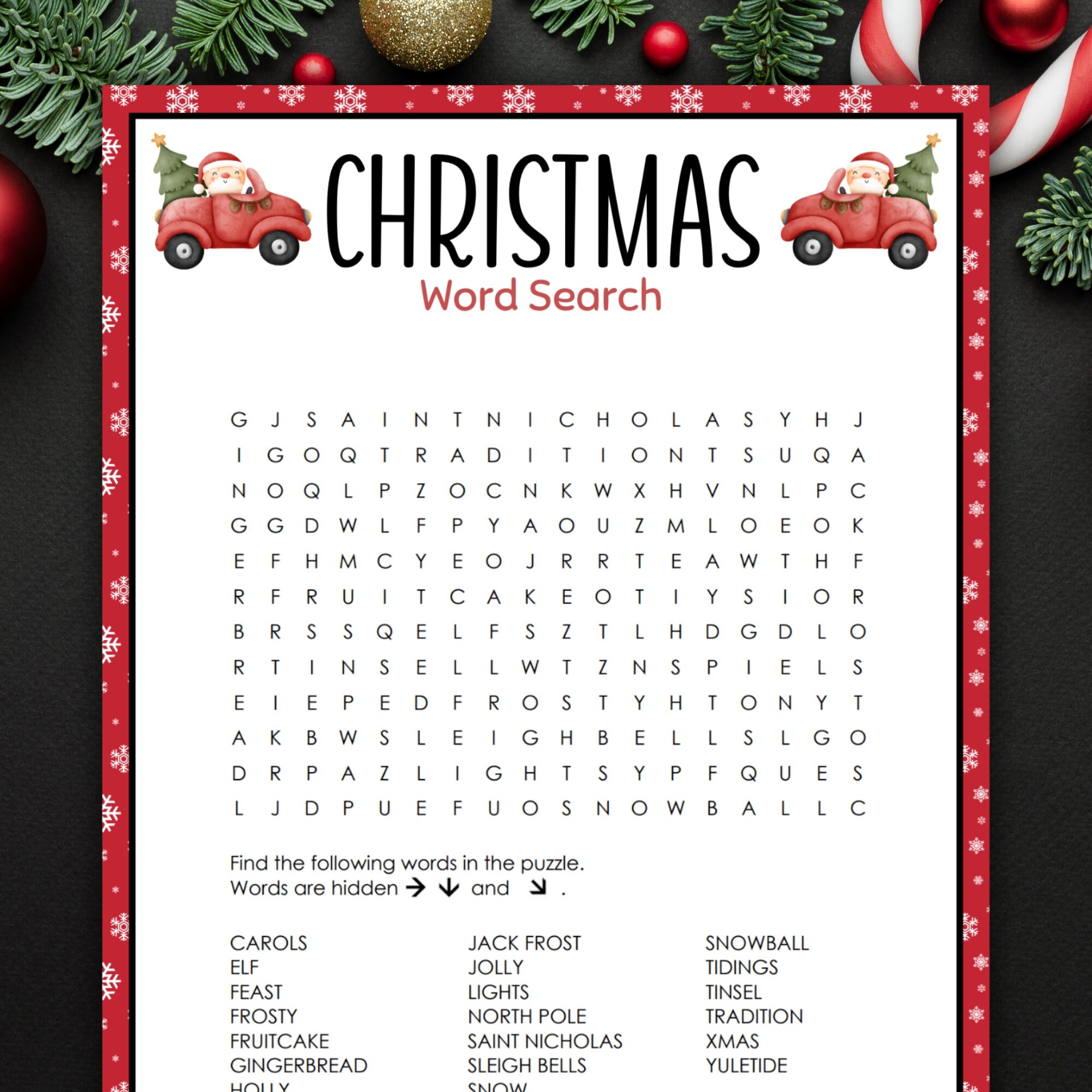 Christmas Word Search Christmas Games Printable Christmas Games And Activities Christmas Party Games For Kids And Adults Family Games Etsy