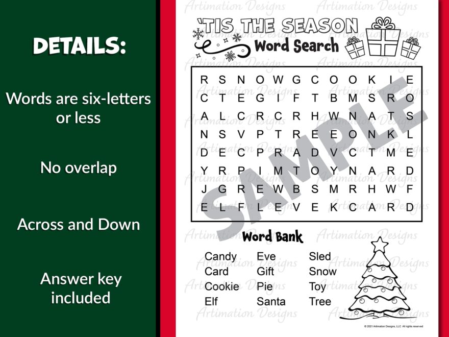 Christmas Word Search Easy Holiday Word Search Puzzle Made By Teachers