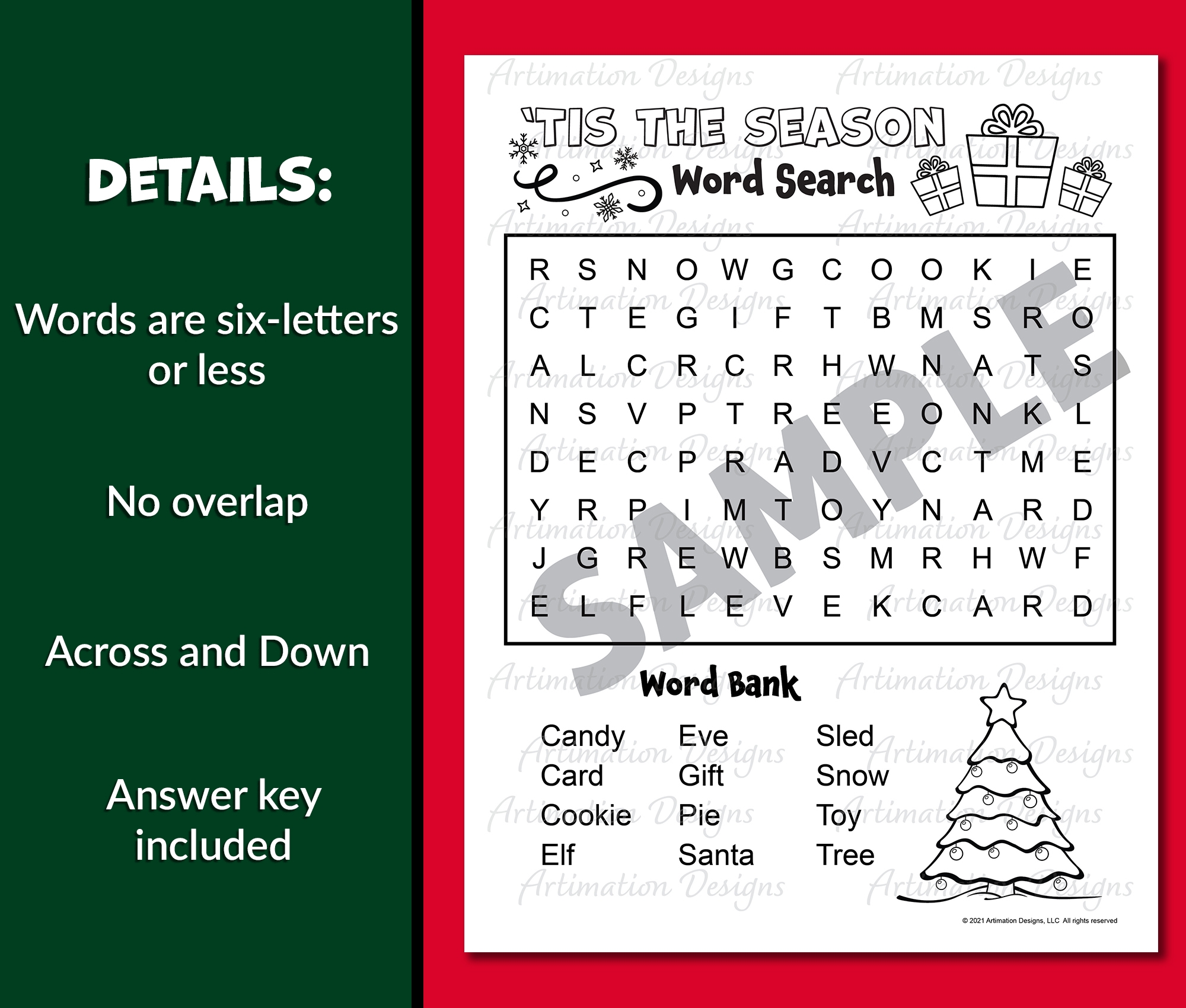 Christmas Word Search Easy Holiday Word Search Puzzle Made By Teachers