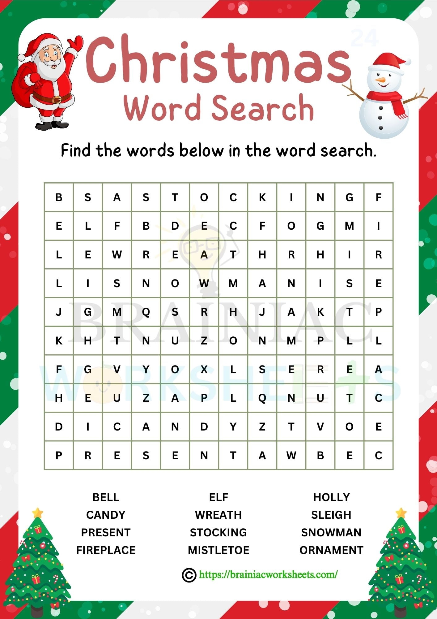 Christmas Word Search English Worksheet For Class 4 Brainiac Worksheets