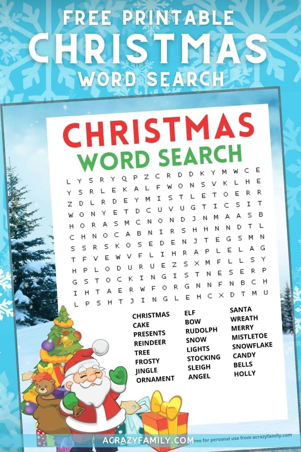 Christmas Word Search Free Printable A Crazy Family
