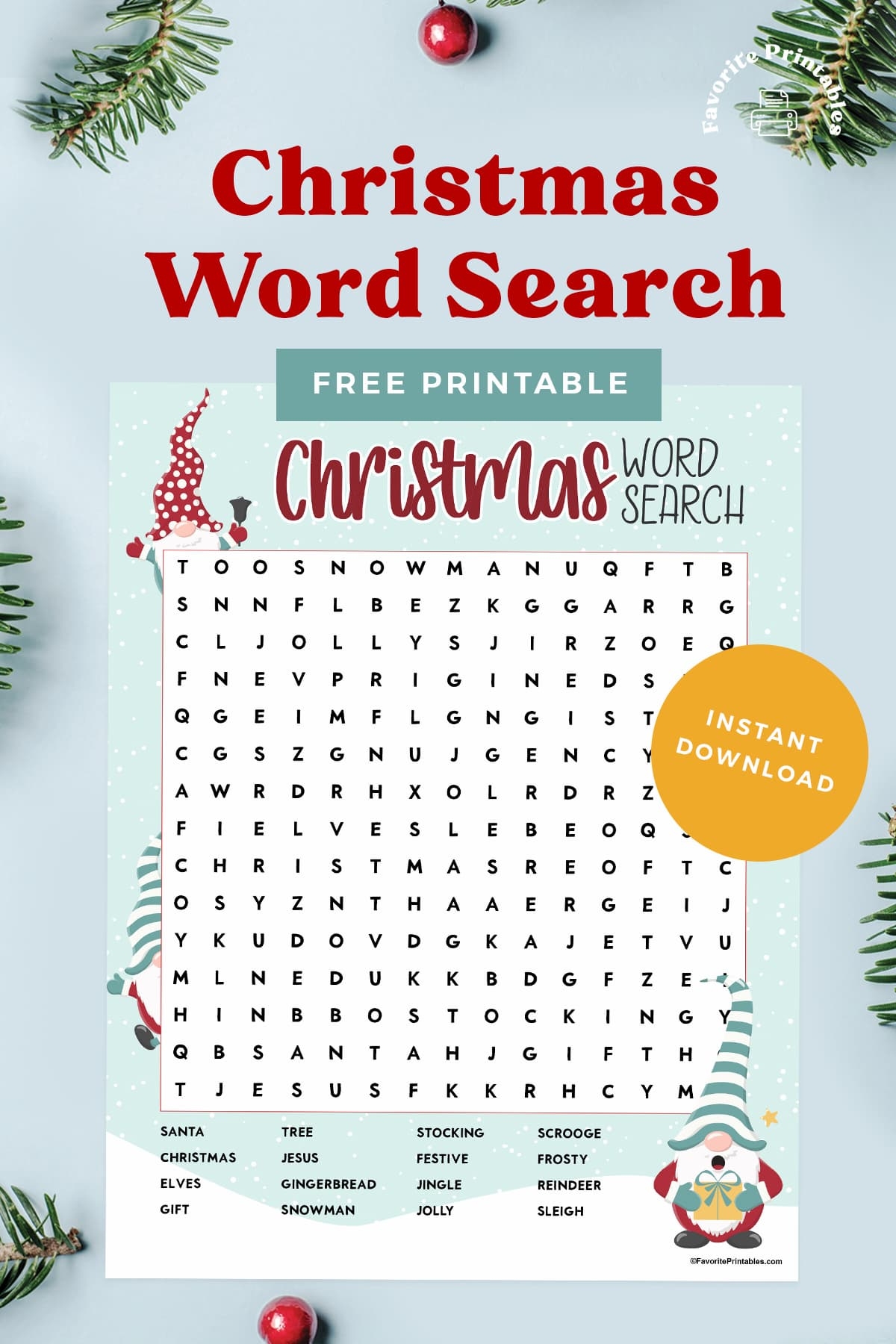 Christmas Word Search FREE Printable For Kids Favorite Printables
