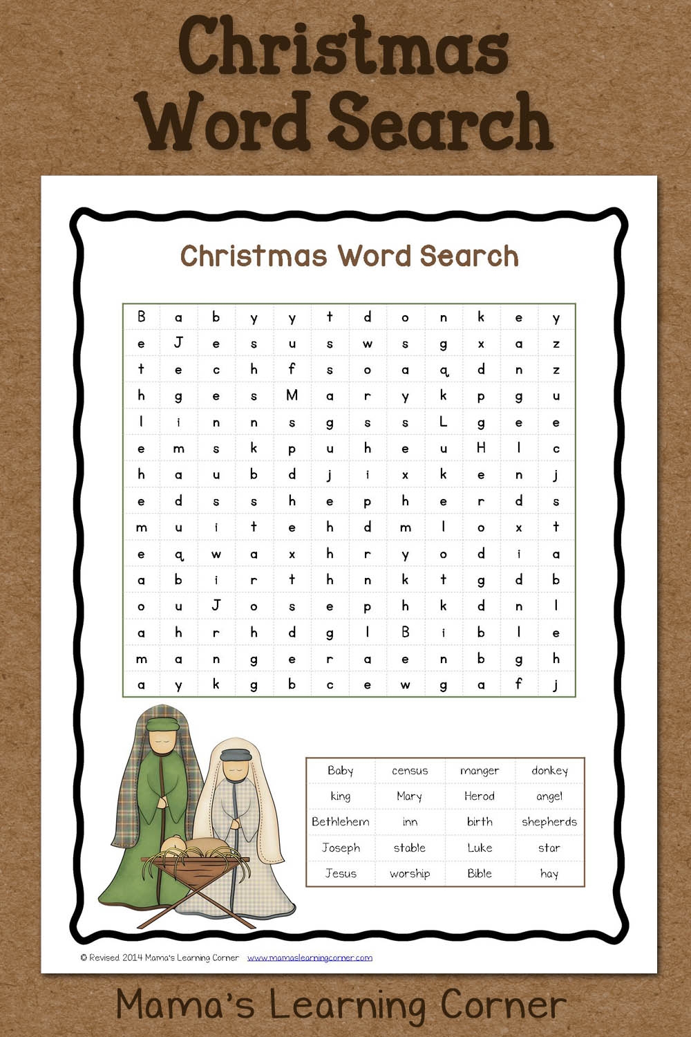 Christmas Word Search Free Printable Mamas Learning Corner Worksheets Library
