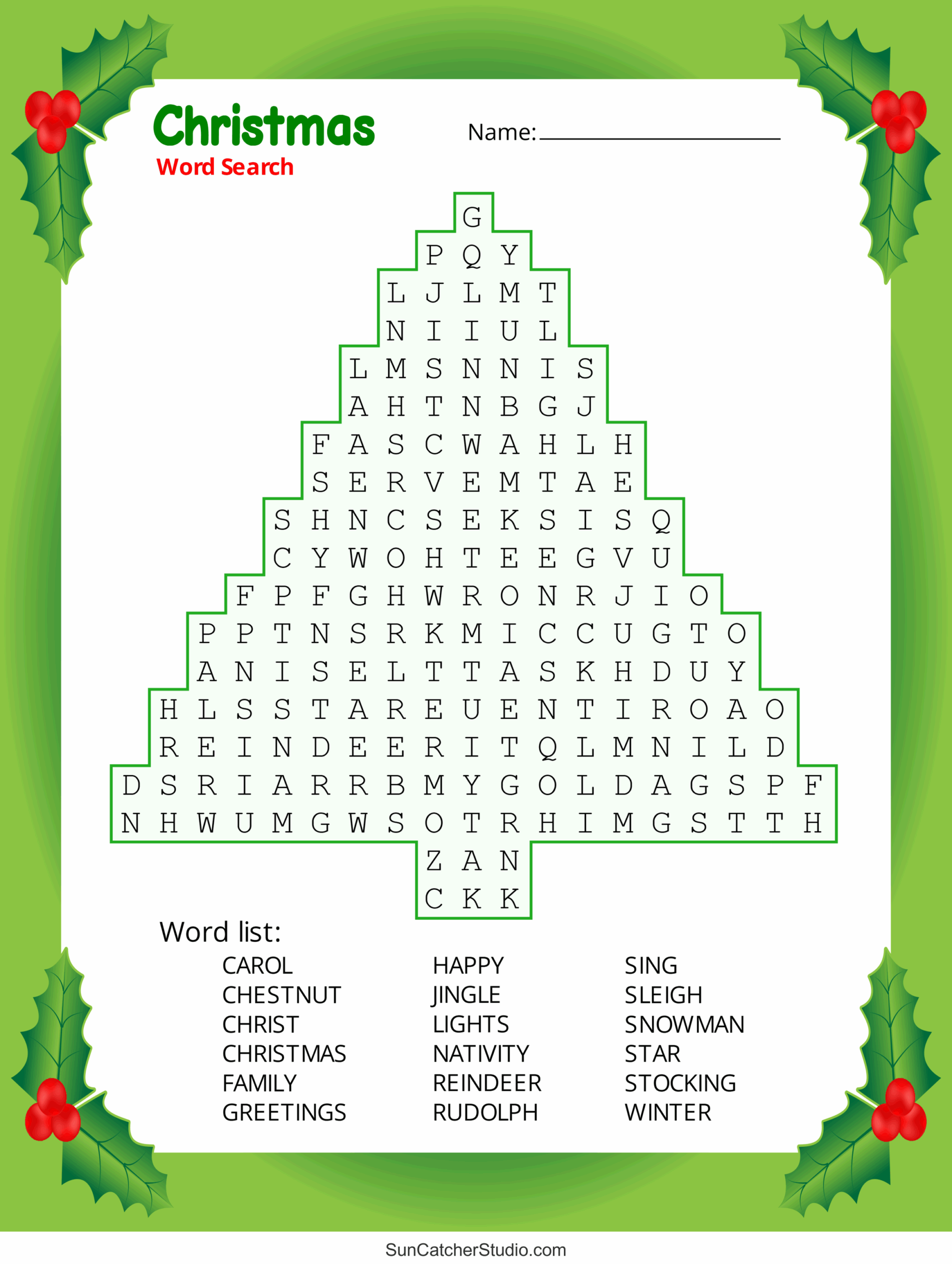 Christmas Word Search Free Printable PDF Puzzles Free Printables Monograms Design Tools Patterns DIY Projects