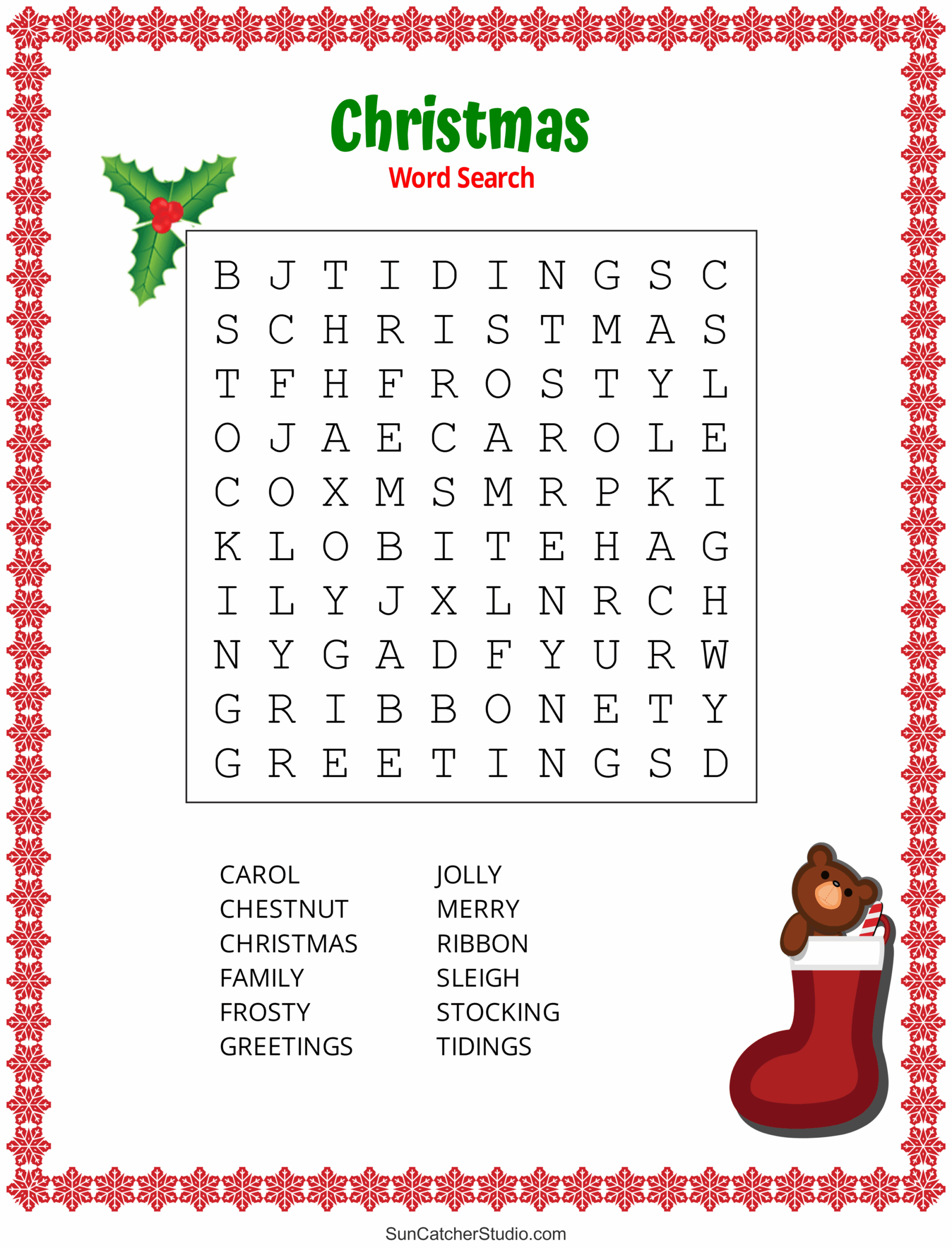 Christmas Word Search Free Printable PDF Puzzles Free Printables Monograms Design Tools Patterns DIY Projects