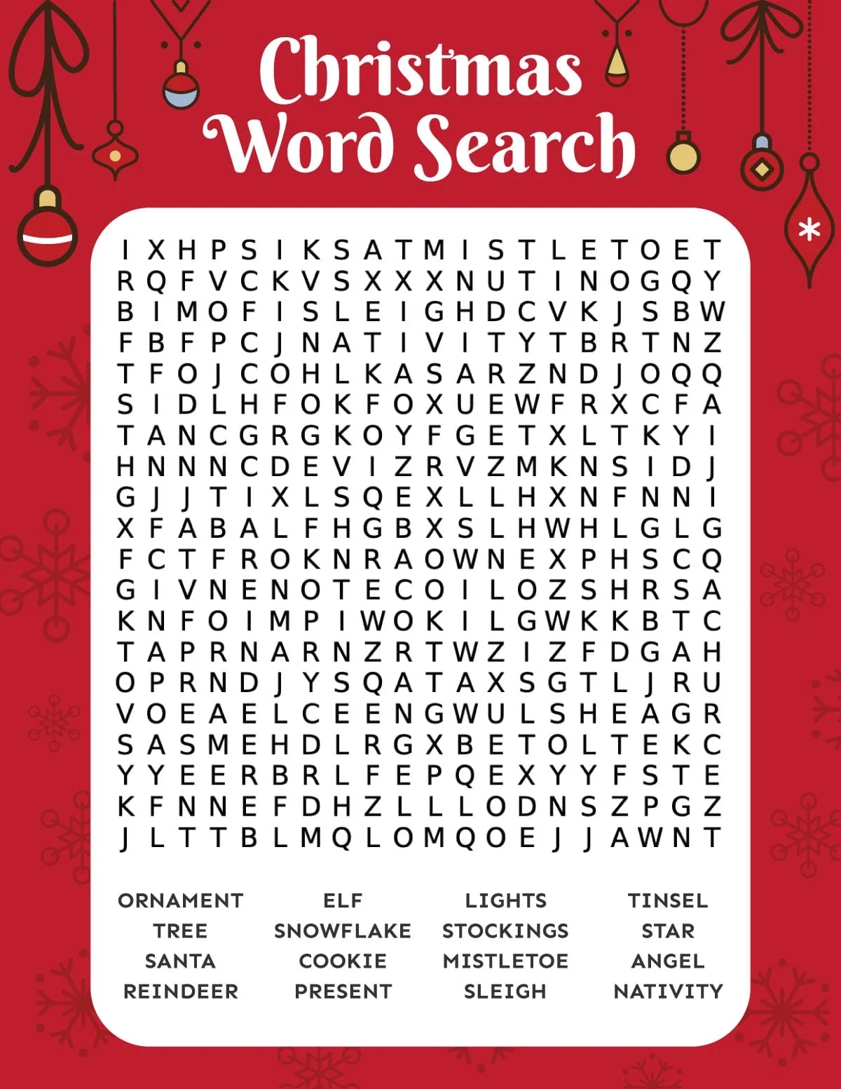 Christmas Word Search Free Printable Play Party Plan