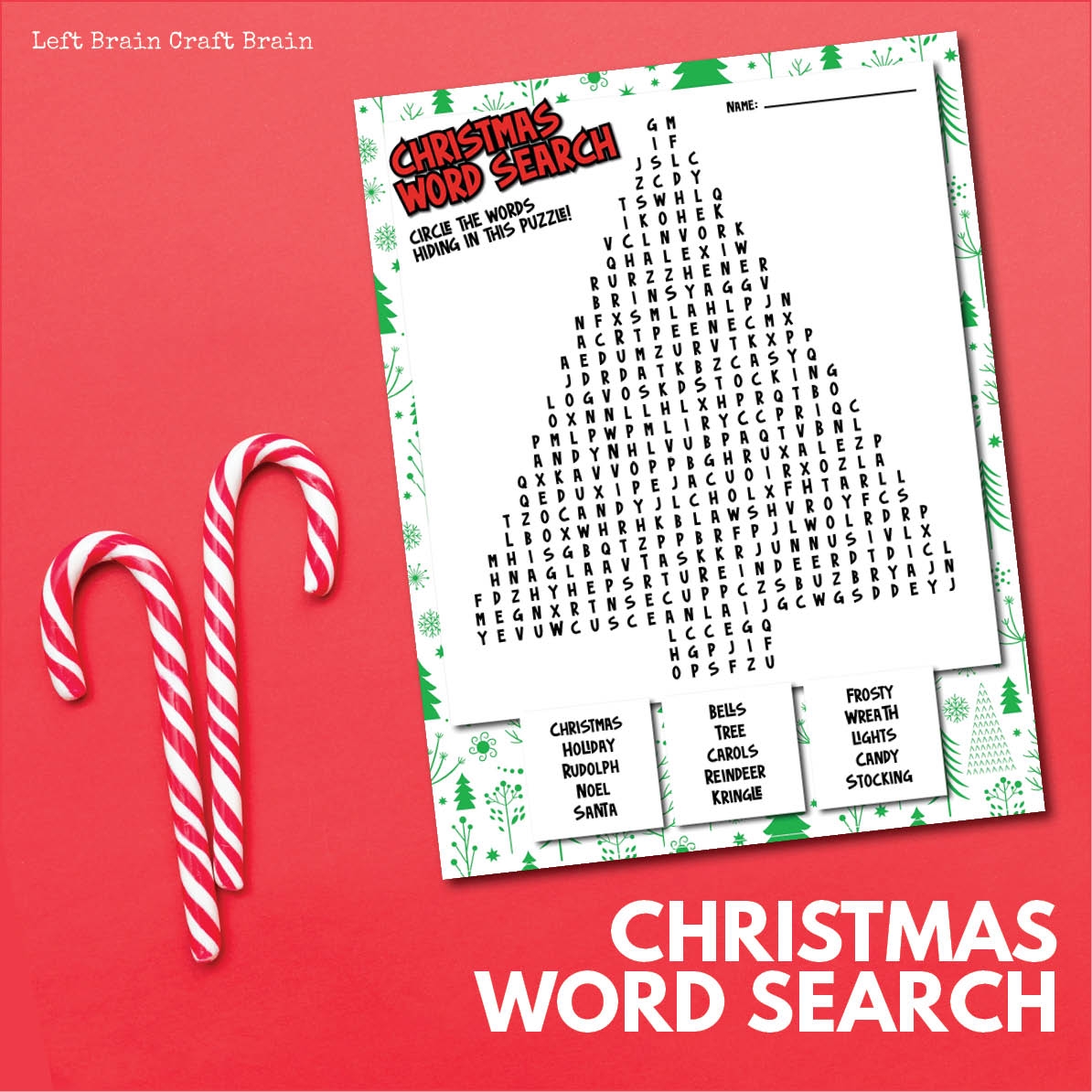 Christmas Word Search Left Brain Craft Brain