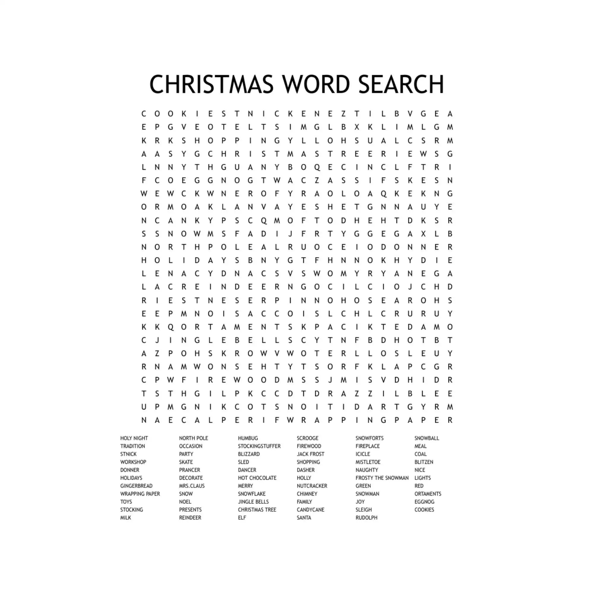 Christmas Word Search Printable Download PDF Instant Digital Download Christmas Party Game Kid s Activity Classroom Activity Etsy Norway