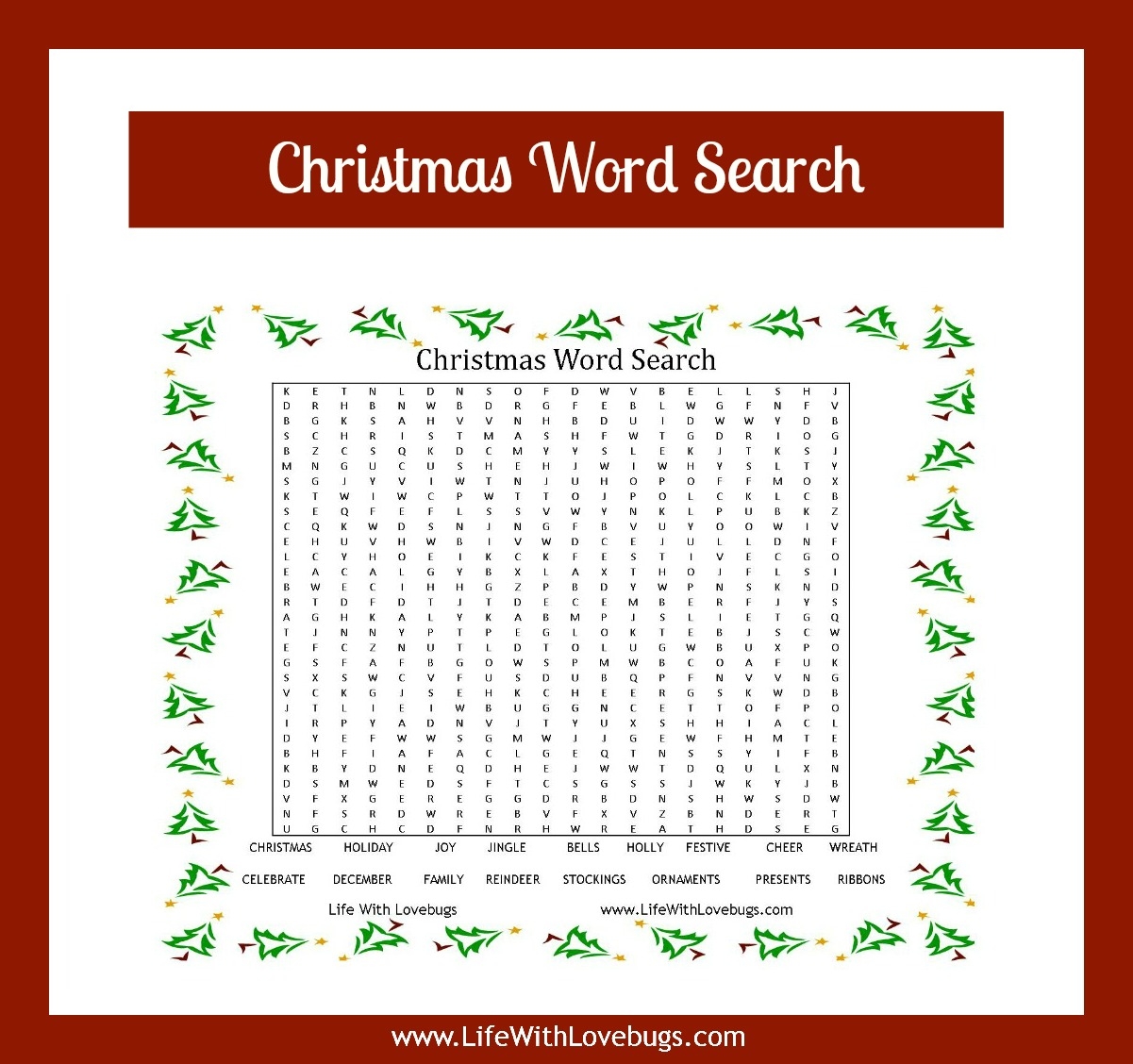 Christmas Word Search Printable Life With Lovebugs
