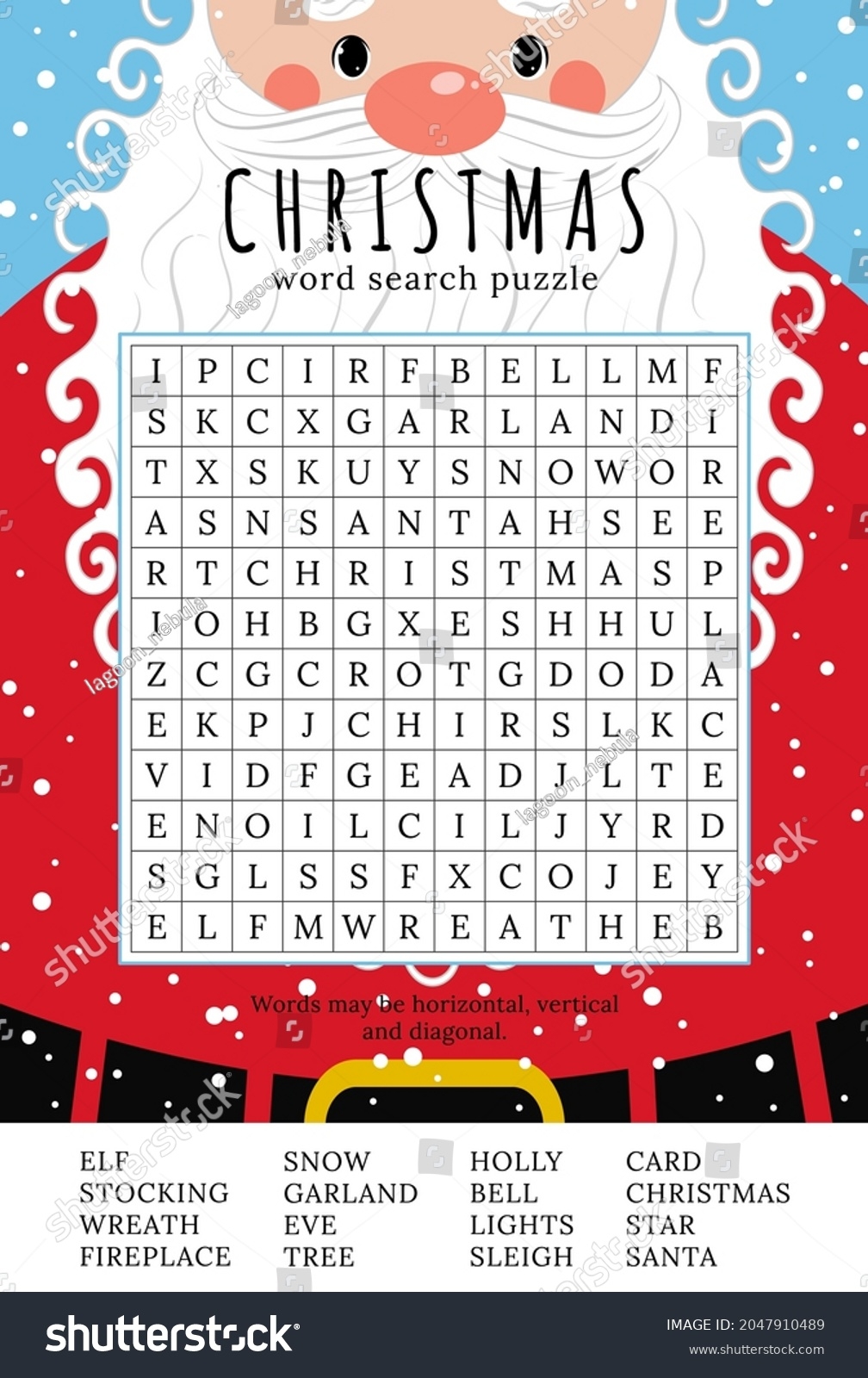 Christmas Word Search Puzzle Educational Game Stock Vector Royalty Free 2047910489 Shutterstock