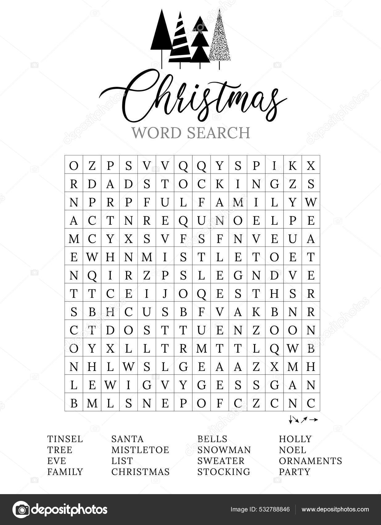 Christmas Word Search Puzzle Logic Game Learning English Words Winter Stock Vector By Nebula47 532788846