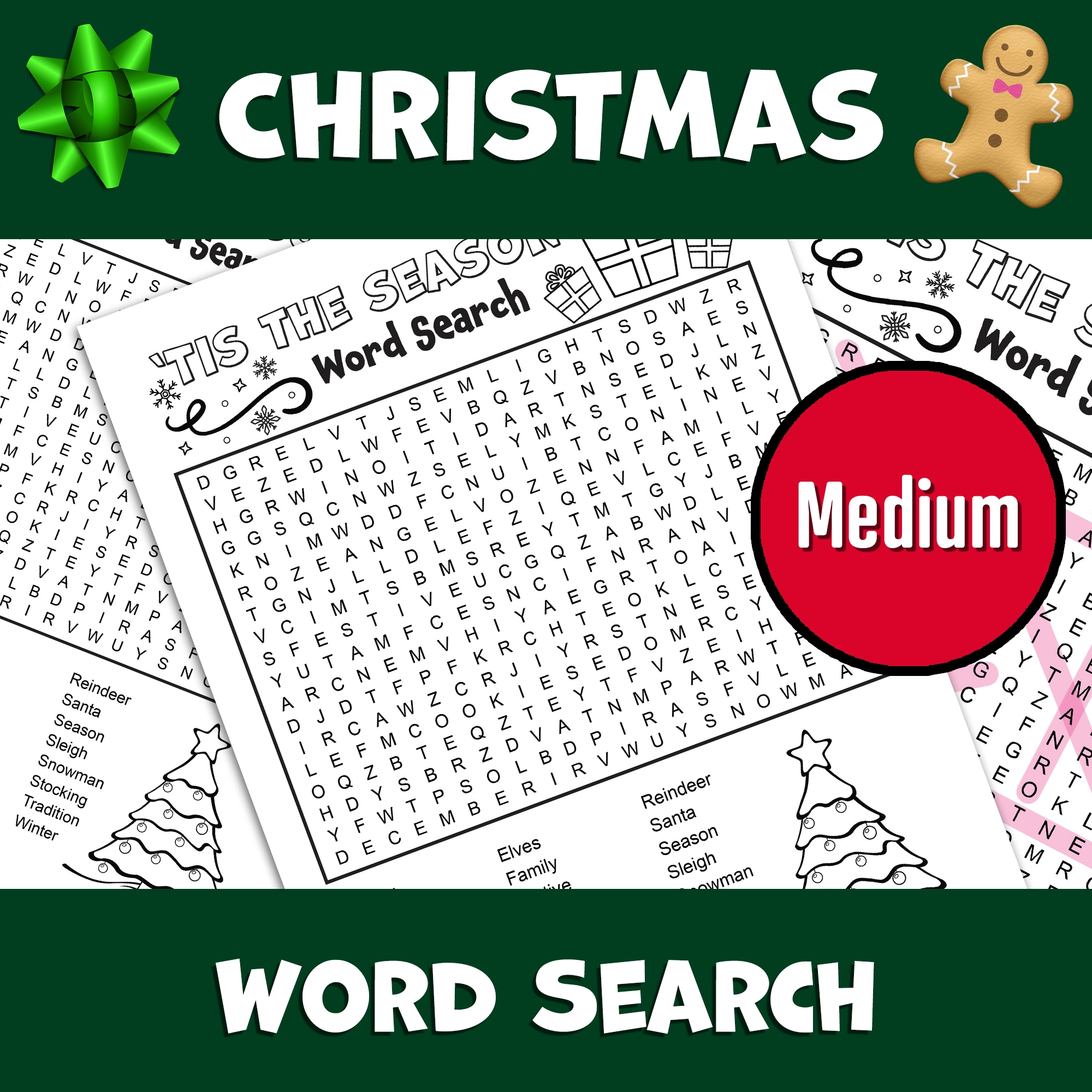 Christmas Word Search Puzzle Medium Christmas Activities Winter Word Search Classful