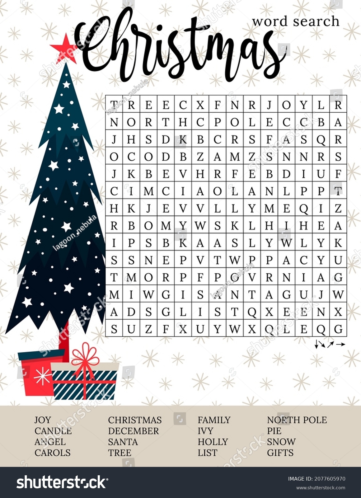 Christmas Word Search Puzzle Winter Holiday Stock Vector Royalty Free 2077605970 Shutterstock