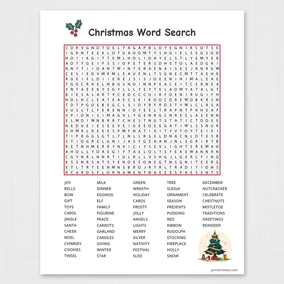 Printable Christmas Word Search Puzzles For Adults