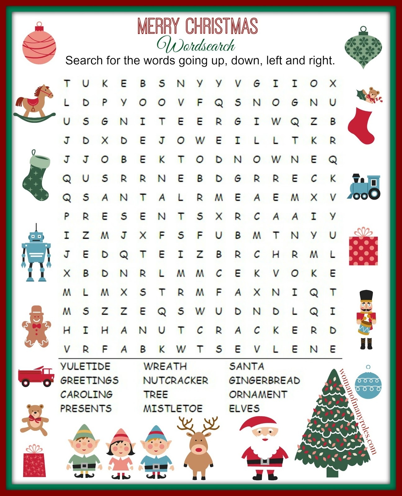 Christmas Word Search To Print Printable