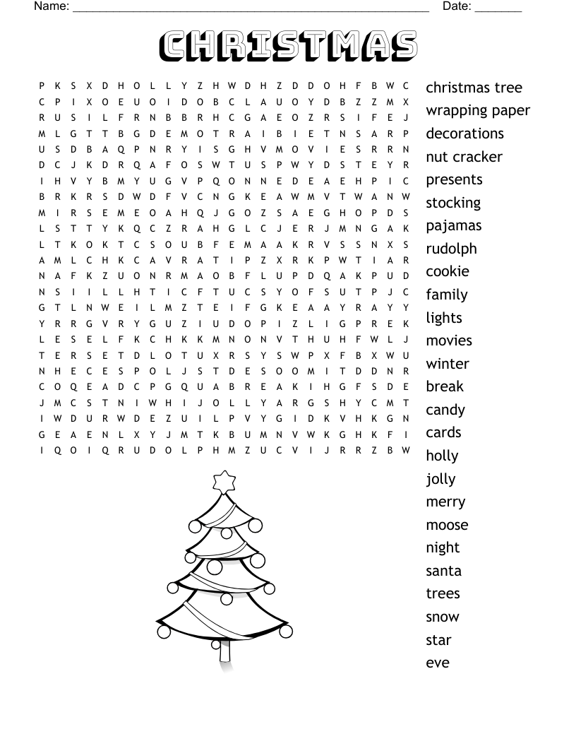 Christmas Word Search WordMint