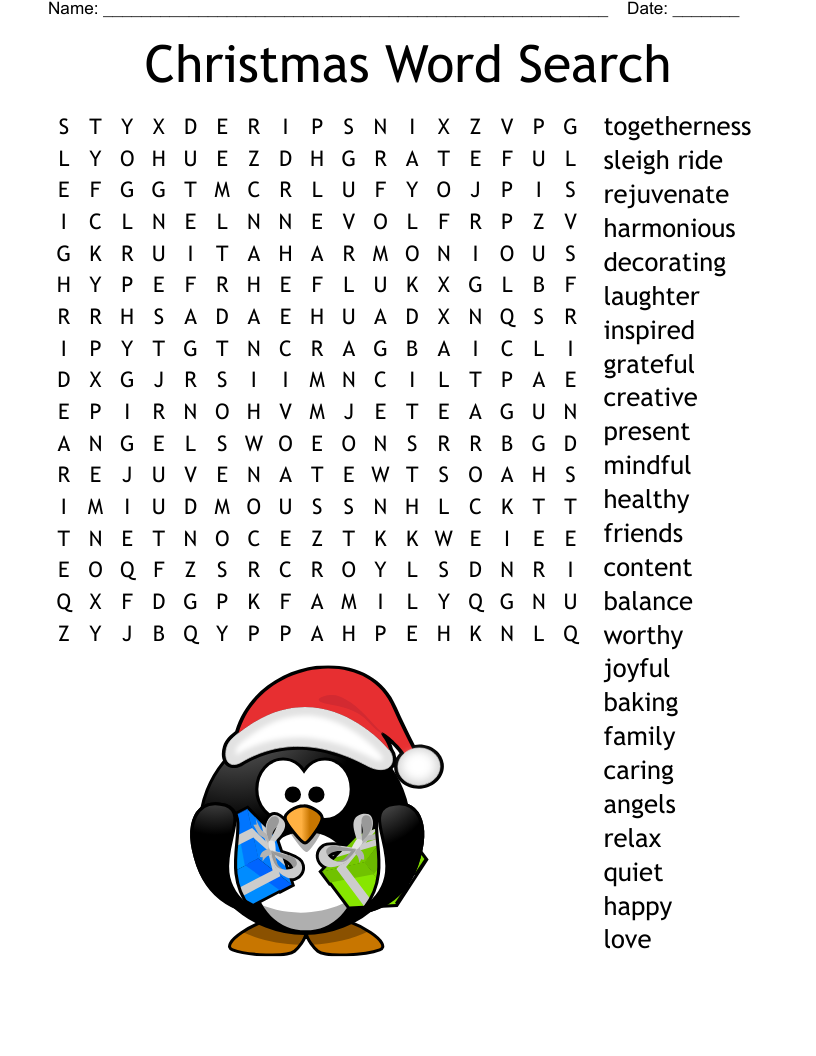 Christmas Word Search WordMint