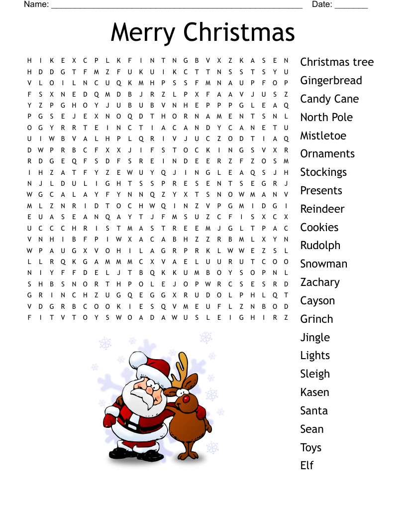 Christmas Word Search WordMint