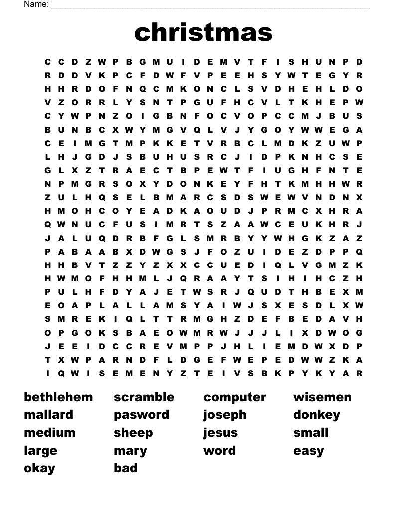Christmas Word Search WordMint
