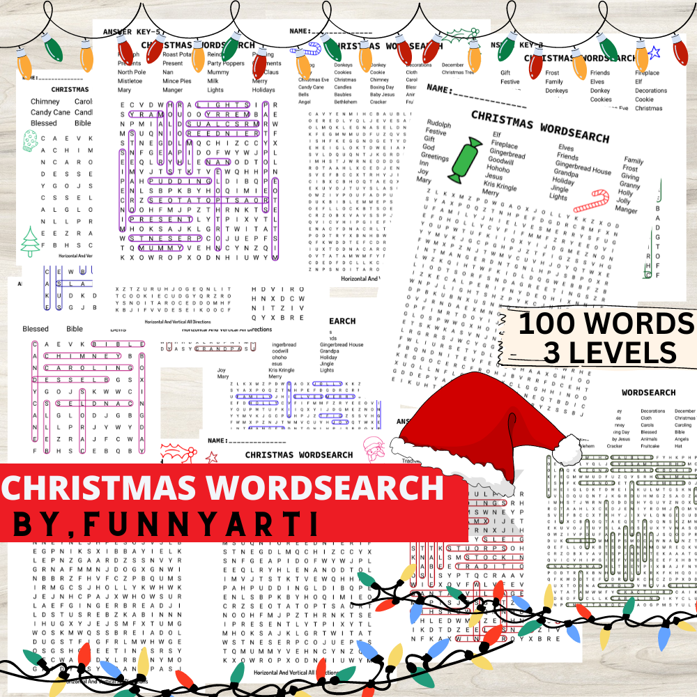 Christmas Wordsearch 100 Clues Made By Teachers Super