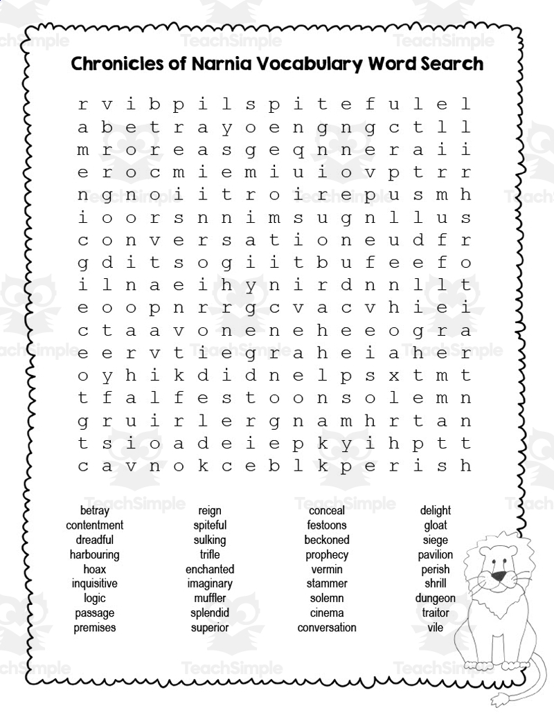 Chronicles Of Narnia Word Search By Teach Simple